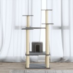vidaXL Ansamblu pisici, stâlpi din funie sisal, gri deschis, 110 cm vidaXL Ansamblu pisici, stâlpi din funie sisal, gri deschis, 110 cm