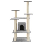vidaXL Ansamblu pisici, stâlpi din funie sisal, gri deschis, 110 cm vidaXL Ansamblu pisici, stâlpi din funie sisal, gri deschis, 110 cm