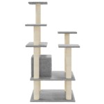vidaXL Ansamblu pisici, stâlpi din funie sisal, gri deschis, 110 cm vidaXL Ansamblu pisici, stâlpi din funie sisal, gri deschis, 110 cm