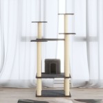 vidaXL Ansamblu pisici cu stâlpi din funie de sisal, gri închis 110 cm vidaXL Ansamblu pisici cu stâlpi din funie de sisal, gri închis 110 cm