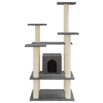 vidaXL Ansamblu pisici cu stâlpi din funie de sisal, gri închis 110 cm vidaXL Ansamblu pisici cu stâlpi din funie de sisal, gri închis 110 cm