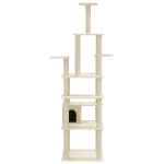vidaXL Ansamblu pisici cu stâlpi din funie de sisal, crem, 183 cm vidaXL Ansamblu pisici cu stâlpi din funie de sisal, crem, 183 cm