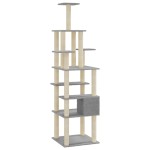 vidaXL Ansamblu pisici, stâlpi din funie sisal, gri deschis, 183 cm vidaXL Ansamblu pisici, stâlpi din funie sisal, gri deschis, 183 cm