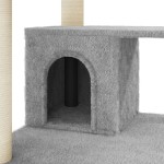 vidaXL Ansamblu pisici, stâlpi din funie sisal, gri deschis, 183 cm vidaXL Ansamblu pisici, stâlpi din funie sisal, gri deschis, 183 cm