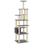 vidaXL Ansamblu pisici, stâlpi din funie sisal, gri închis, 183 cm vidaXL Ansamblu pisici, stâlpi din funie sisal, gri închis, 183 cm