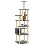 vidaXL Ansamblu pisici, stâlpi din funie sisal, gri închis, 183 cm vidaXL Ansamblu pisici, stâlpi din funie sisal, gri închis, 183 cm