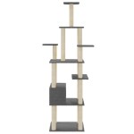 vidaXL Ansamblu pisici, stâlpi din funie sisal, gri închis, 183 cm vidaXL Ansamblu pisici, stâlpi din funie sisal, gri închis, 183 cm