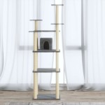 vidaXL Ansamblu pisici, stâlpi din funie sisal, gri deschis, 171 cm