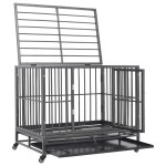 vidaXL Cușcă de câini cu roți, 102x72x85 cm, oțel vidaXL Cușcă de câini cu roți, 102x72x85 cm, oțel