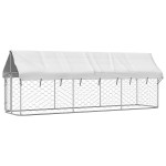 vidaXL Padoc pentru câini de exterior, cu acoperiș, 400x100x150 cm