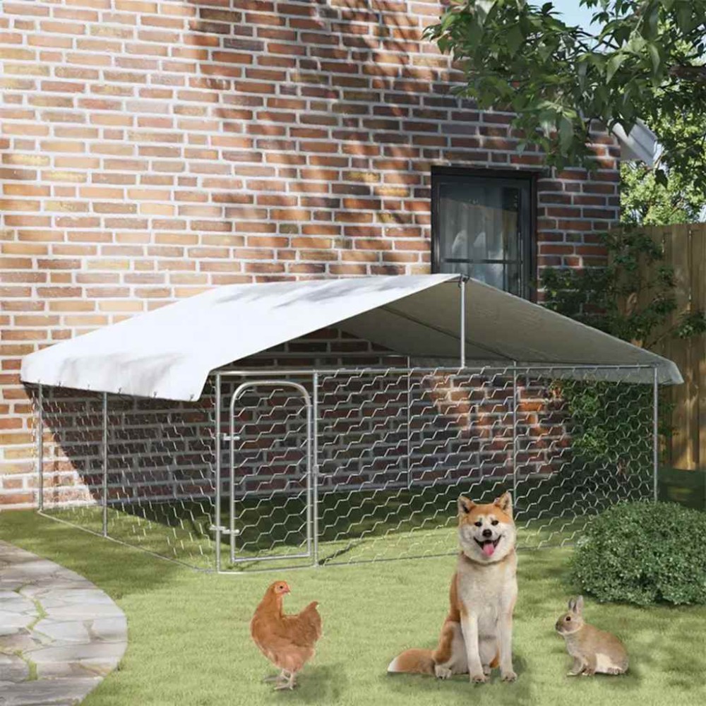 vidaXL Padoc pentru câini de exterior, cu acoperiș, 300x300x150 cm