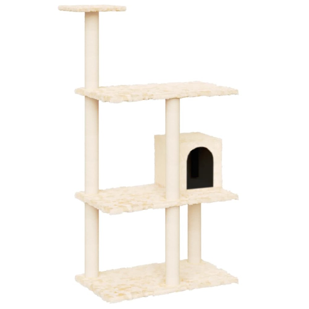 vidaXL Ansamblu de pisici cu stâlpi din funie de sisal, crem, 119 cm