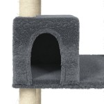 vidaXL Ansamblu pisici cu stâlpi din funie de sisal, gri închis 141 cm vidaXL Ansamblu pisici cu stâlpi din funie de sisal, gri închis 141 cm