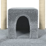 vidaXL Ansamblu pisici, stâlpi din funie sisal, gri deschis, 174 cm vidaXL Ansamblu pisici, stâlpi din funie sisal, gri deschis, 174 cm