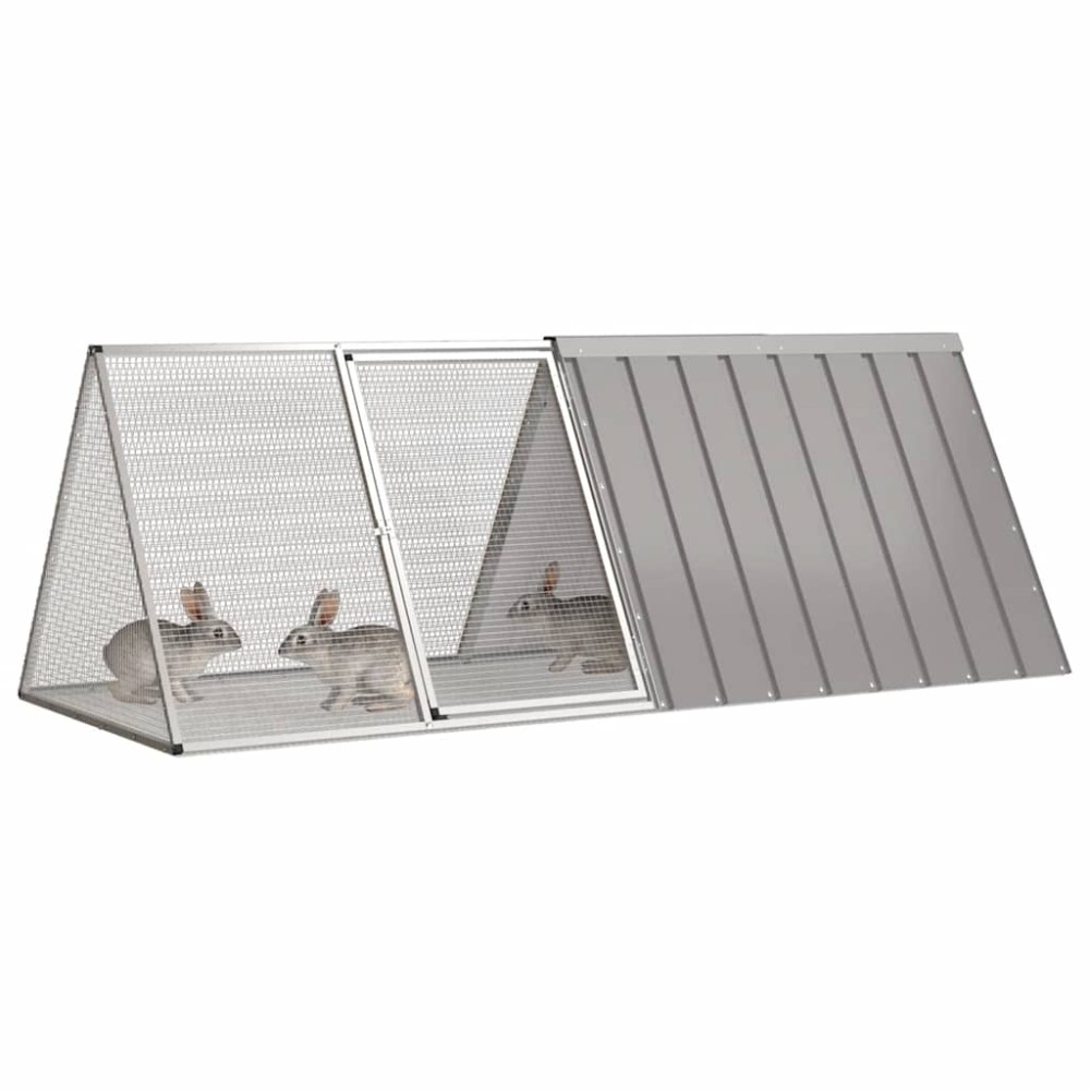 vidaXL Cușcă pentru iepuri, gri, 201,5x80,5x71 cm, oțel galvanizat
