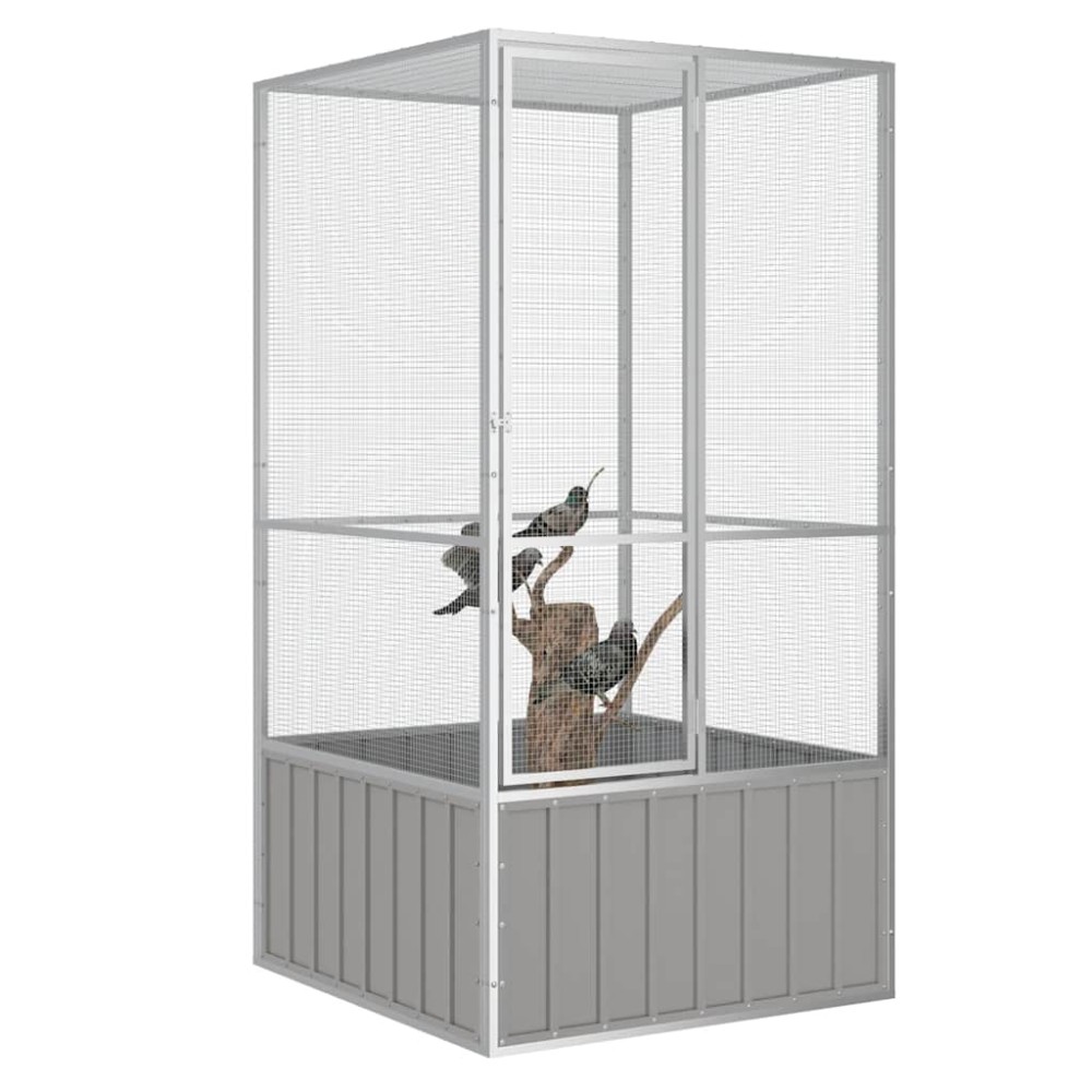 vidaXL Colivie pentru păsări gri 111x107x211,5 cm oțel galvanizat