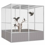 vidaXL Colivie pentru păsări gri 213,5x217,5x211,5 cm oțel galvanizat vidaXL Colivie pentru păsări gri 213,5x217,5x211,5 cm oțel galvanizat