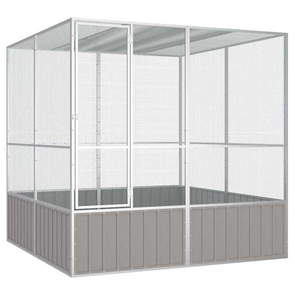 vidaXL Colivie pentru păsări gri 213,5x217,5x211,5 cm oțel galvanizat