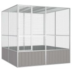vidaXL Colivie pentru păsări gri 213,5x217,5x211,5 cm oțel galvanizat vidaXL Colivie pentru păsări gri 213,5x217,5x211,5 cm oțel galvanizat