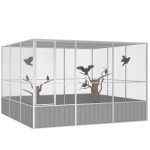 vidaXL Colivie pentru păsări gri 302,5x324,5x211,5 cm oțel galvanizat vidaXL Colivie pentru păsări gri 302,5x324,5x211,5 cm oțel galvanizat