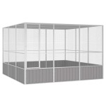 vidaXL Colivie pentru păsări gri 302,5x324,5x211,5 cm oțel galvanizat vidaXL Colivie pentru păsări gri 302,5x324,5x211,5 cm oțel galvanizat