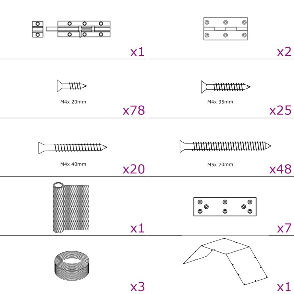 vidaXL Coteț de găini, 268x100x190 cm, metal (nu se vinde individual)