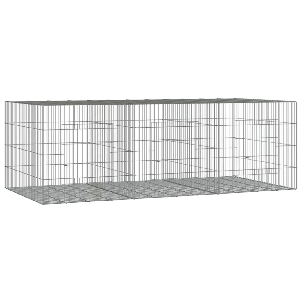 vidaXL Cușcă pentru iepuri, 3 panouri, 163x79x54 cm, fier galvanizat
