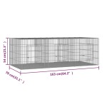 vidaXL Cușcă pentru iepuri, 3 panouri, 163x79x54 cm, fier galvanizat