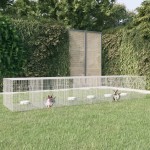 vidaXL Cușcă pentru iepuri, 6 panouri, 327x79x54 cm, fier galvanizat vidaXL Cușcă pentru iepuri, 6 panouri, 327x79x54 cm, fier galvanizat