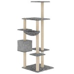 vidaXL Ansamblu pisici cu stâlpi din funie sisal, gri deschis, 142 cm vidaXL Ansamblu pisici cu stâlpi din funie sisal, gri deschis, 142 cm