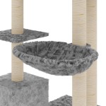 vidaXL Ansamblu pisici cu stâlpi din funie sisal, gri deschis, 142 cm vidaXL Ansamblu pisici cu stâlpi din funie sisal, gri deschis, 142 cm