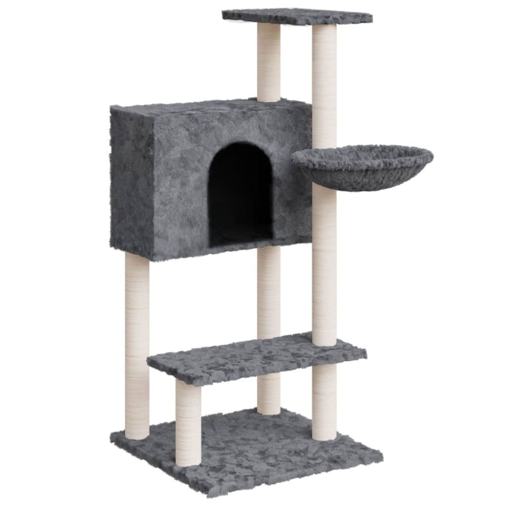 vidaXL Ansamblu pisici, stâlpi din funie sisal, gri închis, 108,5 cm