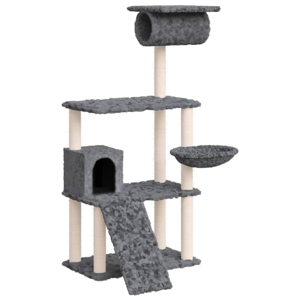 vidaXL Ansamblu de pisici, stâlpi din funie sisal, gri închis, 131 cm