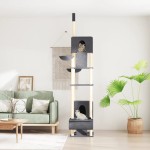 vidaXL Ansamblu pisici din podea până la tavan, gri închis, 277-303 cm vidaXL Ansamblu pisici din podea până la tavan, gri închis, 277-303 cm