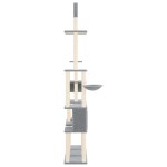 vidaXL Ansamblu pisici cu stâlpi din funie sisal, gri deschis, 279 cm vidaXL Ansamblu pisici cu stâlpi din funie sisal, gri deschis, 279 cm