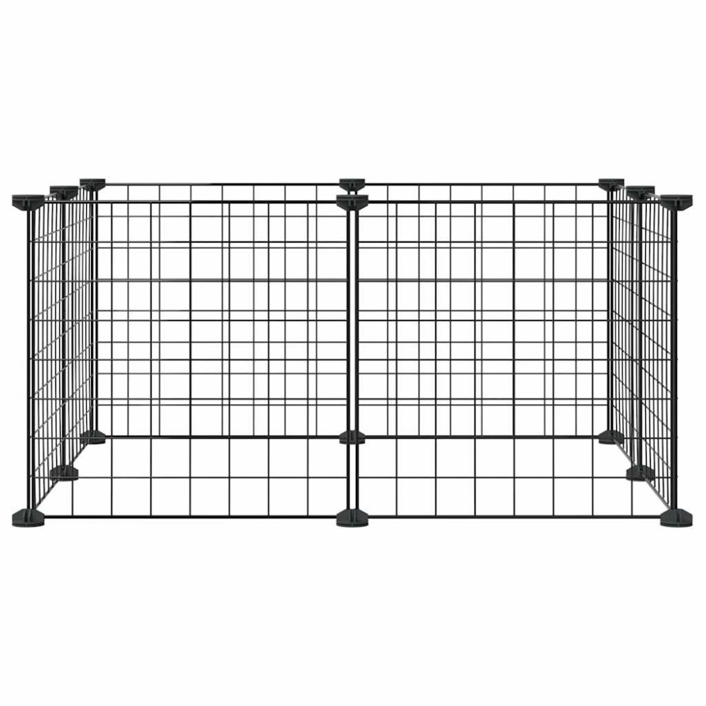 vidaXL Cușcă pentru animale de companie cu 8 panouri, neagră, 35x35 cm, oțel