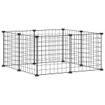 vidaXL Cușcă pentru animale de companie cu 8 panouri, neagră, 35x35 cm, oțel