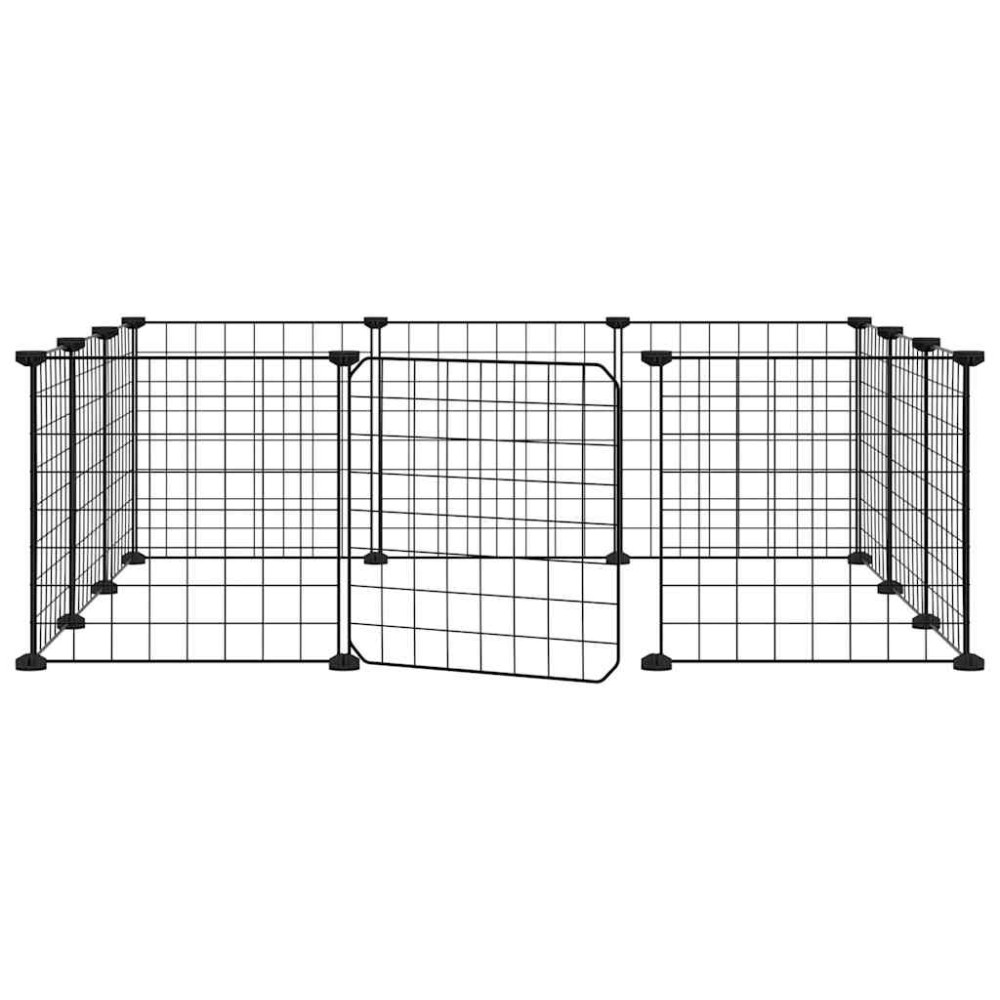 vidaXL Cușcă animale de companie cu ușă 12 panouri negru 35x35 cm oțel