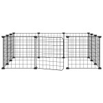vidaXL Cușcă animale de companie cu ușă 12 panouri negru 35x35 cm oțel vidaXL Cușcă animale de companie cu ușă 12 panouri negru 35x35 cm oțel