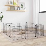 vidaXL Cușcă animale de companie cu ușă 12 panouri negru 35x35 cm oțel vidaXL Cușcă animale de companie cu ușă 12 panouri negru 35x35 cm oțel