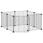 vidaXL Cușcă animale de companie cu ușă, 8 panouri, negru 35x35cm oțel vidaXL Cușcă animale de companie cu ușă, 8 panouri, negru 35x35cm oțel