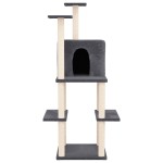 vidaXL Ansamblu de pisici, stâlpi din funie sisal, gri închis 144,5 cm vidaXL Ansamblu de pisici, stâlpi din funie sisal, gri închis 144,5 cm