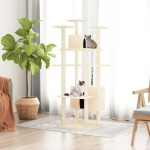 vidaXL Ansamblu de pisici cu stâlpi din funie de sisal, crem, 162 cm vidaXL Ansamblu de pisici cu stâlpi din funie de sisal, crem, 162 cm