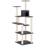 vidaXL Ansamblu de pisici, stâlpi din funie sisal, gri închis, 153 cm vidaXL Ansamblu de pisici, stâlpi din funie sisal, gri închis, 153 cm