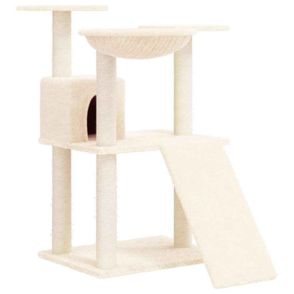 vidaXL Ansamblu de pisici cu stâlpi din funie de sisal, crem, 83 cm