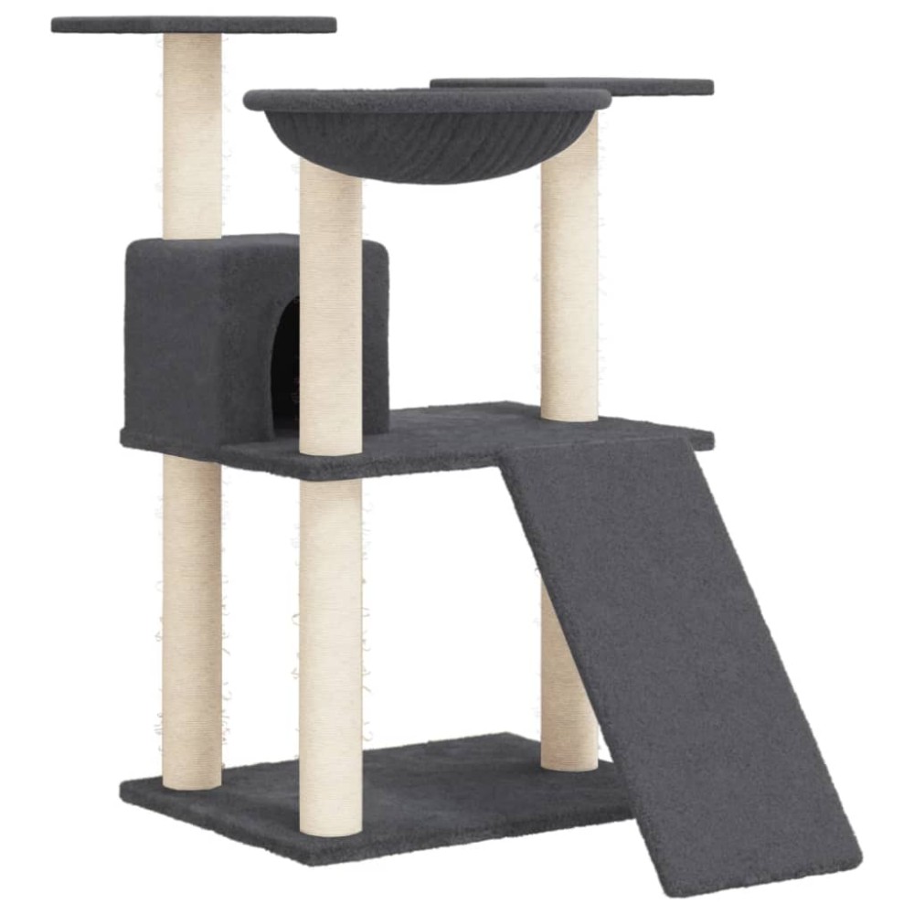 vidaXL Ansamblu pisici cu stâlpi din funie sisal, gri închis, 83 cm