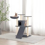 vidaXL Ansamblu pisici cu stâlpi din funie sisal, gri închis, 83 cm vidaXL Ansamblu pisici cu stâlpi din funie sisal, gri închis, 83 cm