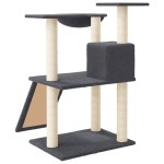 vidaXL Ansamblu pisici cu stâlpi din funie sisal, gri închis, 83 cm vidaXL Ansamblu pisici cu stâlpi din funie sisal, gri închis, 83 cm