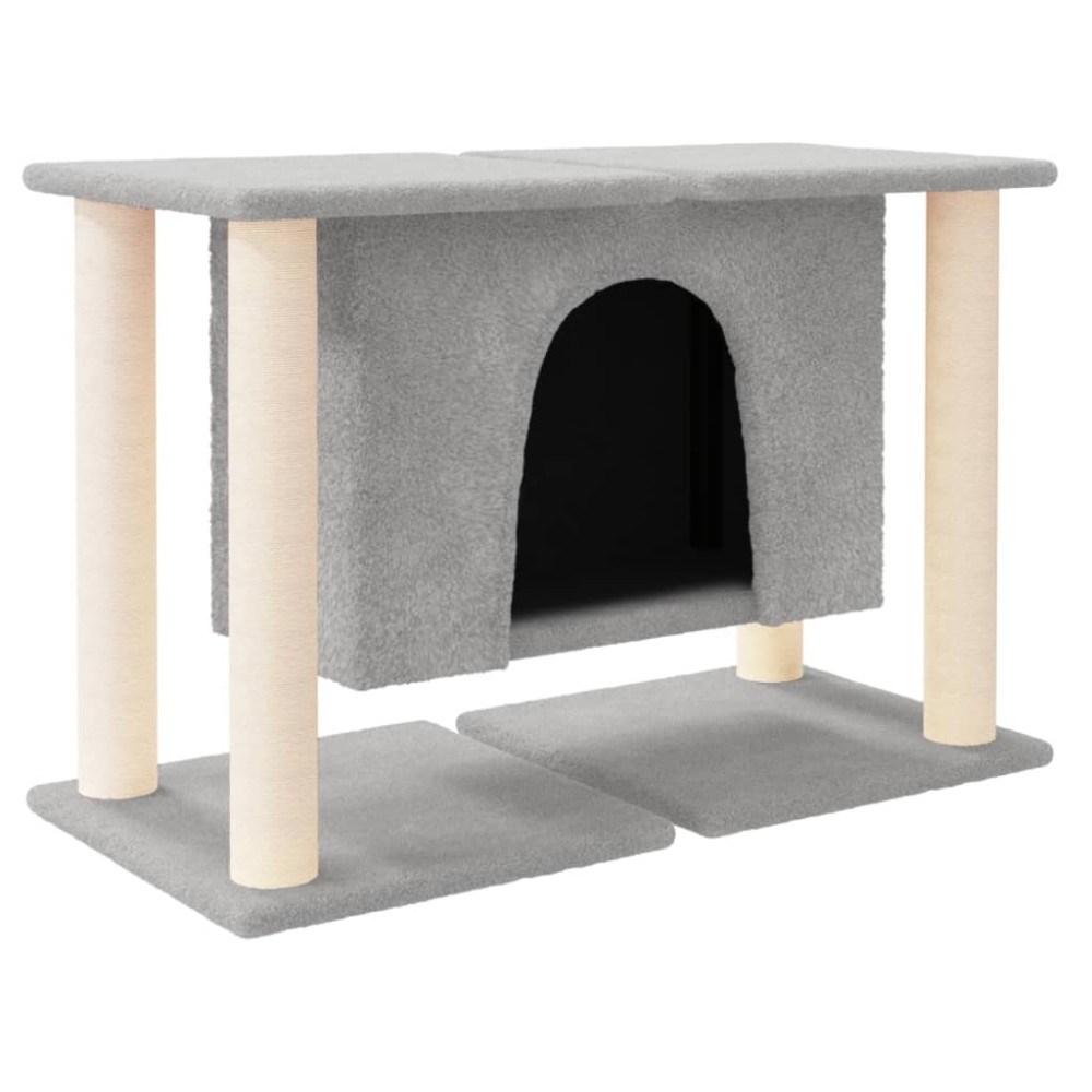 vidaXL Ansamblu de pisici, stâlpi din funie sisal, gri deschis, 50 cm