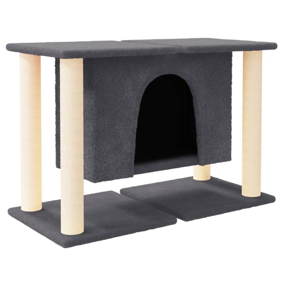 vidaXL Ansamblu de pisici, stâlpi din funie sisal, gri închis, 50 cm